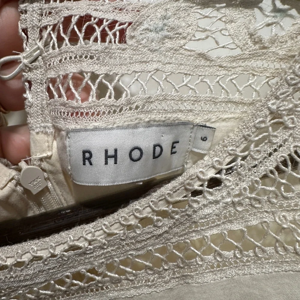 RHODE Pia Cream Cotton Lace Dress 6 | Romantic Boho Puff Sleeve - Picture 5 of 7
